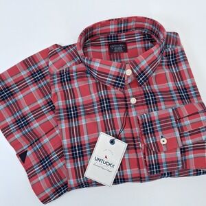 UNTUCKit Button Down Shirt Mens XXL Red Santa Barbara Plaid Tall Regular Tall